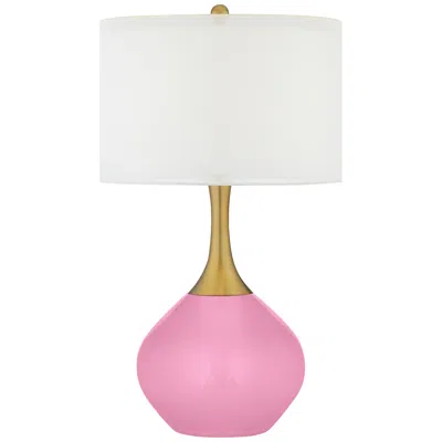 Color Plus Nickki Brass 30 1/2" High Candy Pink Modern Table Lamp