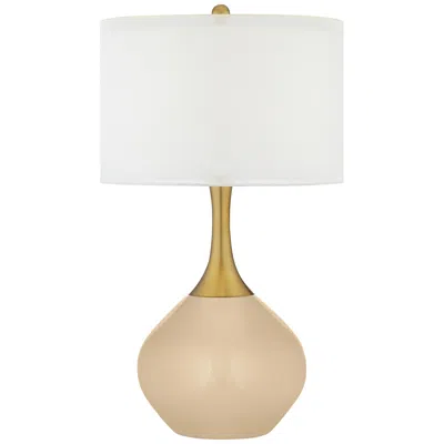 Color Plus Nickki Brass 30 1/2" High Colonial Tan Modern Table Lamp