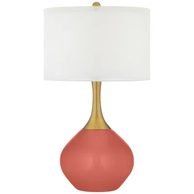Color Plus Nickki Brass 30 1/2" High Coral Reef Pink Table Lamp