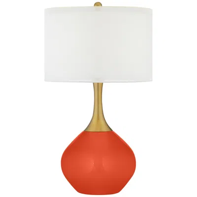 Color Plus Nickki Brass 30 1/2" High Daredevil Red Modern Table Lamp