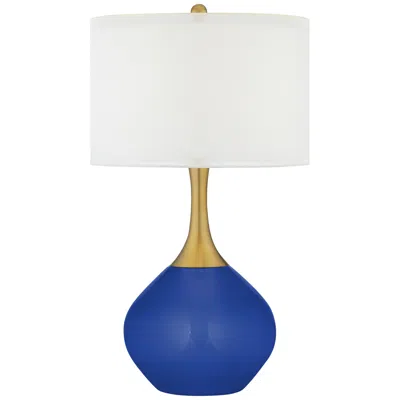 Color Plus Nickki Brass 30 1/2" High Dazzling Blue Modern Table Lamp