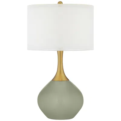 Color Plus Nickki Brass 30 1/2" High Evergreen Fog Green Table Lamp