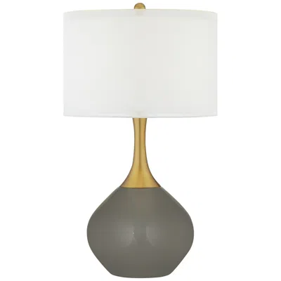 Color Plus Nickki Brass 30 1/2" High Guantlet Gray Modern Table Lamp