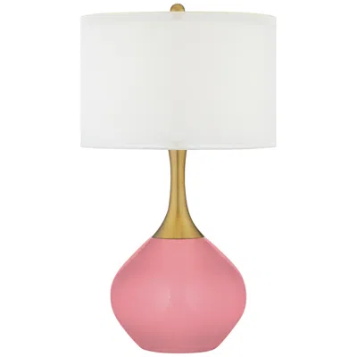 Color Plus Nickki Brass 30 1/2" High Haute Pink Modern Table Lamp