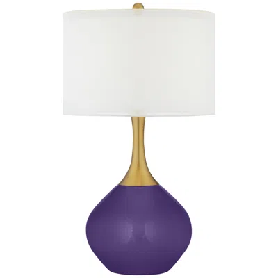Color Plus Nickki Brass 30 1/2" High Izmir Purple Modern Table Lamp