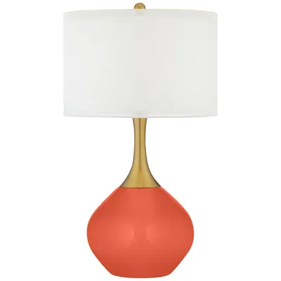 Color Plus Nickki Brass 30 1/2" High Modern Daring Orange Table Lamp