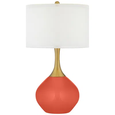 Color Plus Nickki Brass 30 1/2" High Modern Koi Orange Table Lamp