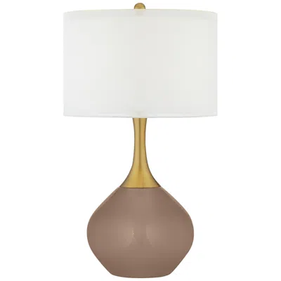 Color Plus Nickki Brass 30 1/2" High Modern Mocha Brown Table Lamp
