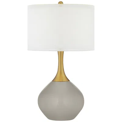 Color Plus Nickki Brass 30 1/2" High Modern Requisite Gray Table Lamp