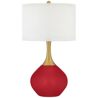 Color Plus Nickki Brass 30 1/2" High Modern Ribbon Red Table Lamp