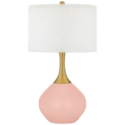 Color Plus Nickki Brass 30 1/2" High Modern Rose Pink Table Lamp