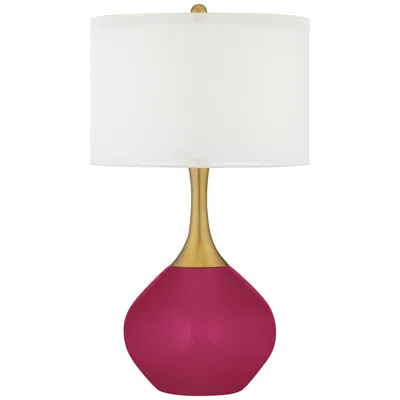 Color Plus Nickki Brass 30 1/2" High Modern Vivacious Pink Table Lamp