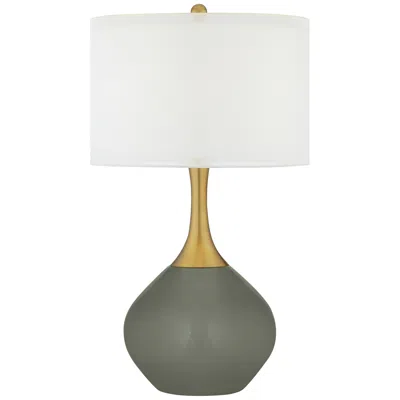 Color Plus Nickki Brass 30 1/2" High Pewter Green Table Lamp