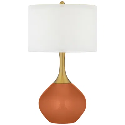 Color Plus Nickki Brass 30 1/2" High Robust Orange Modern Table Lamp