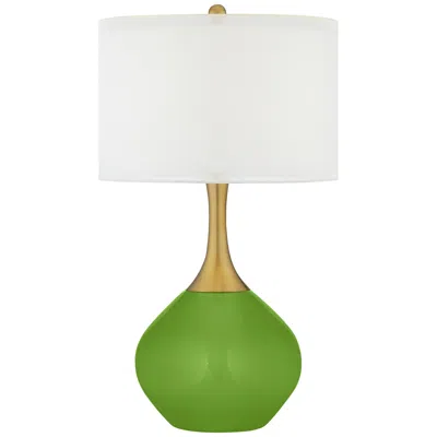 Color Plus Nickki Brass 30 1/2" High Rosemary Green Modern Table Lamp