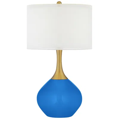 Color Plus Nickki Brass 30 1/2" High Royal Blue Modern Table Lamp