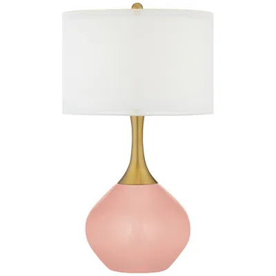 Color Plus Nickki Brass 30 1/2" High Rustique Pink Modern Table Lamp