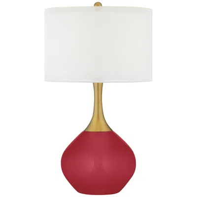 Color Plus Nickki Brass 30 1/2" High Samba Red Modern Table Lamp