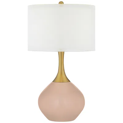 Color Plus Nickki Brass 30 1/2" Italian Coral Pink Table  Lamp