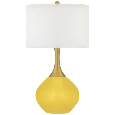 Color Plus Nickki Brass 30 1/2" Lemon Zest Yellow Modern Table Lamp