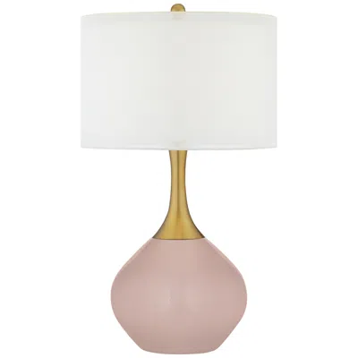 Color Plus Nickki Brass 30 1/2" Modern Glamour Pink Table Lamp