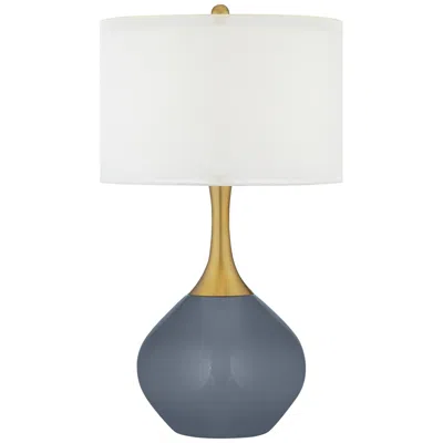 Color Plus Nickki Brass 30 1/2" Modern Granite Peak Gray Table Lamp