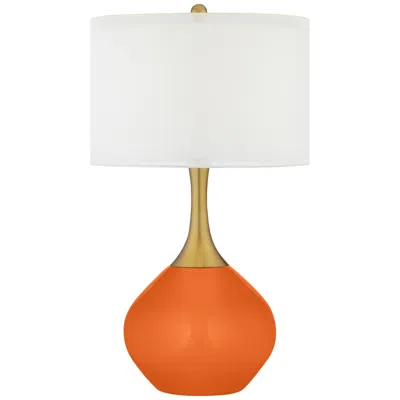 Color Plus Nickki Brass 30 1/2" Modern Invigorate Orange Table Lamp