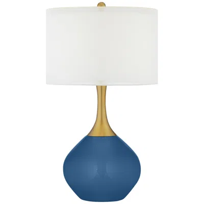Color Plus Nickki Brass 30 1/2" Modern Luxe Regatta Blue Table Lamp