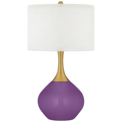 Color Plus Nickki Brass 30 1/2" Modern Passionate Purple Table Lamp