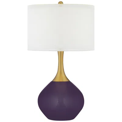 Color Plus Nickki Brass 30 1/2" Modern Quixotic Plum Purple Table Lamp