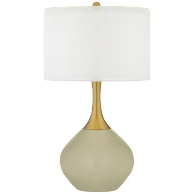Color Plus Nickki Brass 30 1/2" Modern Sage Green Table Lamp
