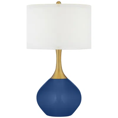 Color Plus Nickki Brass 30 1/2" Monaco Blue Modern Table Lamp