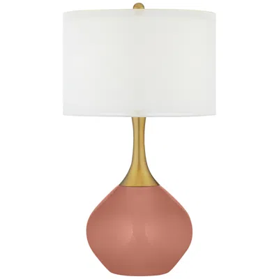 Color Plus Nickki Brass 30 1/2" Rojo Dust Red Table Lamp