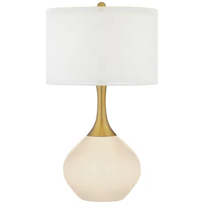 Color Plus Nickki Brass 30 1/2" Steamed Milk White Modern Table Lamp