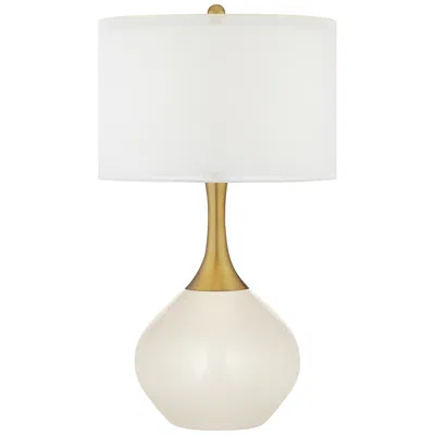 Color Plus Nickki Brass 30 1/2" West Highland White Modern Table Lamp
