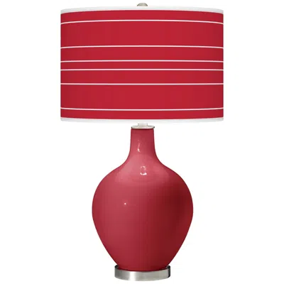Color Plus Ova 28 1/2" Bold Stripe Shade With Samba Red Table Lamp