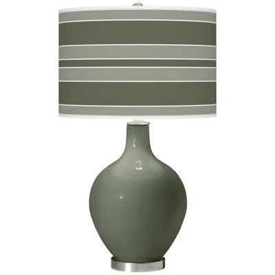 Color Plus Ovo 28 1/2" Bold Stripe Deep Lichen Green Table Lamp