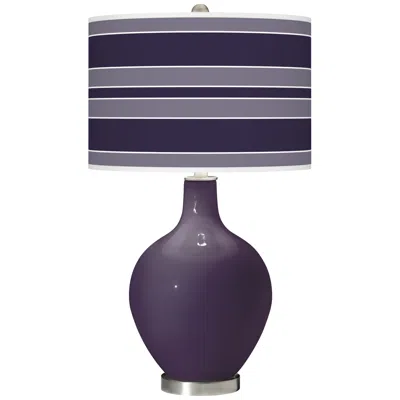 Color Plus Ovo 28 1/2" Bold Stripe Quixotic Plum Purple Table Lamp