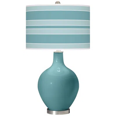 Color Plus Ovo 28 1/2" Bold Stripe Reflecting Pool Blue Table Lamp