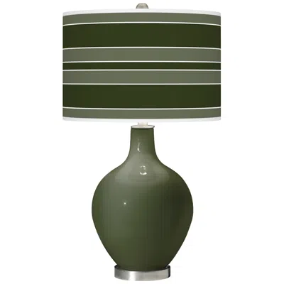 Color Plus Ovo 28 1/2" Bold Stripe Secret Garden Green Table Lamp
