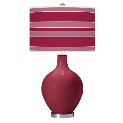 Color Plus Ovo 28 1/2" Bold Stripe Shade Antique Red Table Lamp