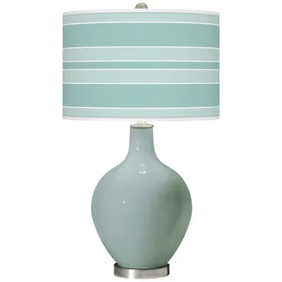 Color Plus Ovo 28 1/2" Bold Stripe Shade Aqua-sphere Blue Table Lamp
