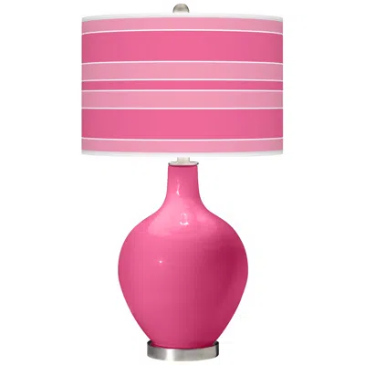 Color Plus Ovo 28 1/2" Bold Stripe Shade Blossom Pink Table Lamp