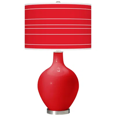 Color Plus Ovo 28 1/2" Bold Stripe Shade Bright Red Table Lamp