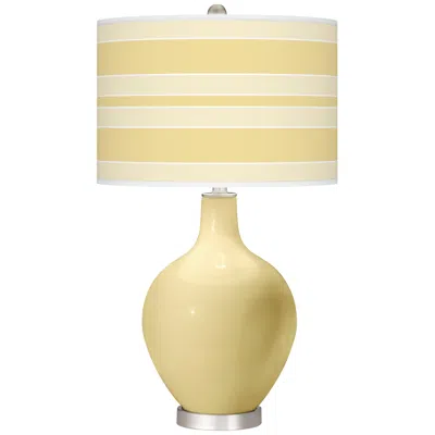 Color Plus Ovo 28 1/2" Bold Stripe Shade Butter Up Yellow Table Lamp