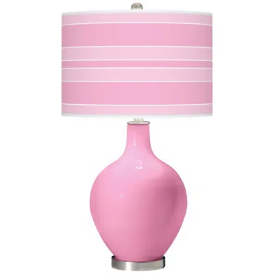 Color Plus Ovo 28 1/2" Bold Stripe Shade Candy Pink Table Lamp