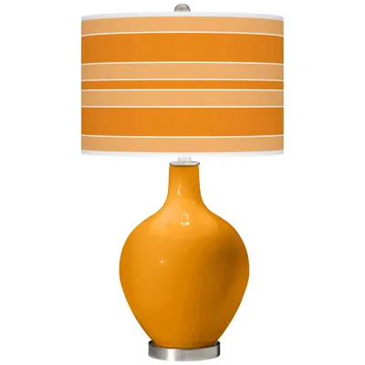 Color Plus Ovo 28 1/2" Bold Stripe Shade Carnival Orange Table Lamp