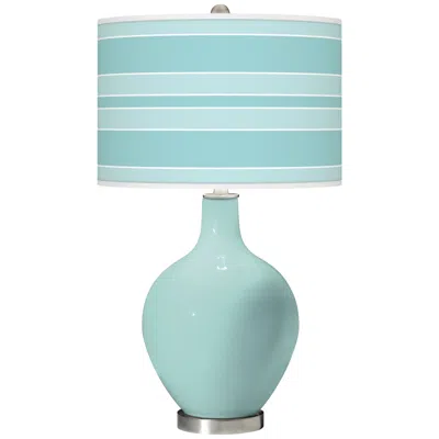 Color Plus Ovo 28 1/2" Bold Stripe Shade Cay Blue Table Lamp