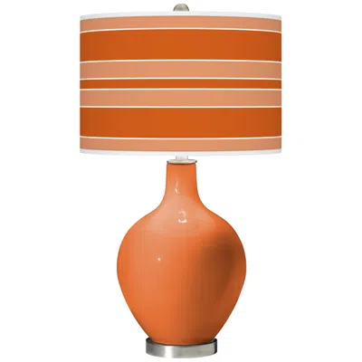 Color Plus Ovo 28 1/2" Bold Stripe Shade Celosia Orange Table Lamp