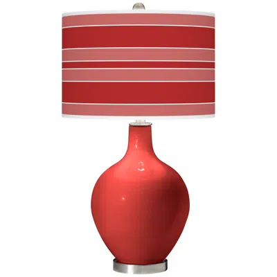 Color Plus Ovo 28 1/2" Bold Stripe Shade Cherry Tomato Red Table Lamp